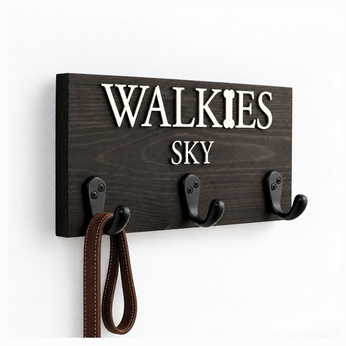 Personalised Wooden Dog Lead Holder with Raised Plywood Lettering | 2 Sizes - Mac and Lilly