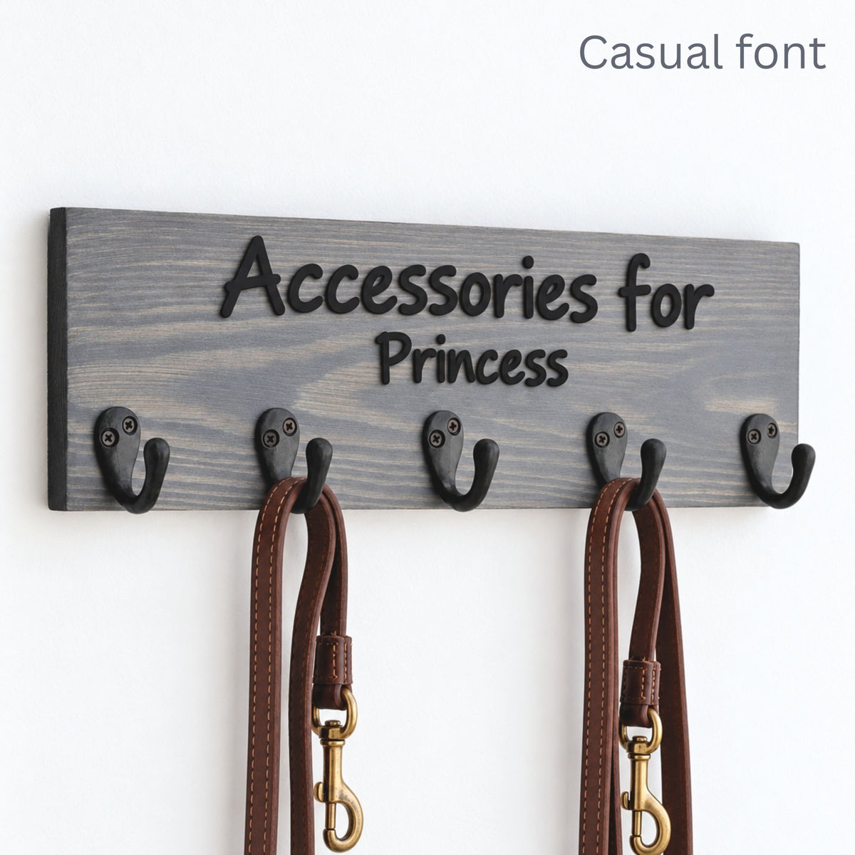 Personalised Wooden Dog Lead Holder with Black Raised Lettering| 2 Sizes - Mac and Lilly
