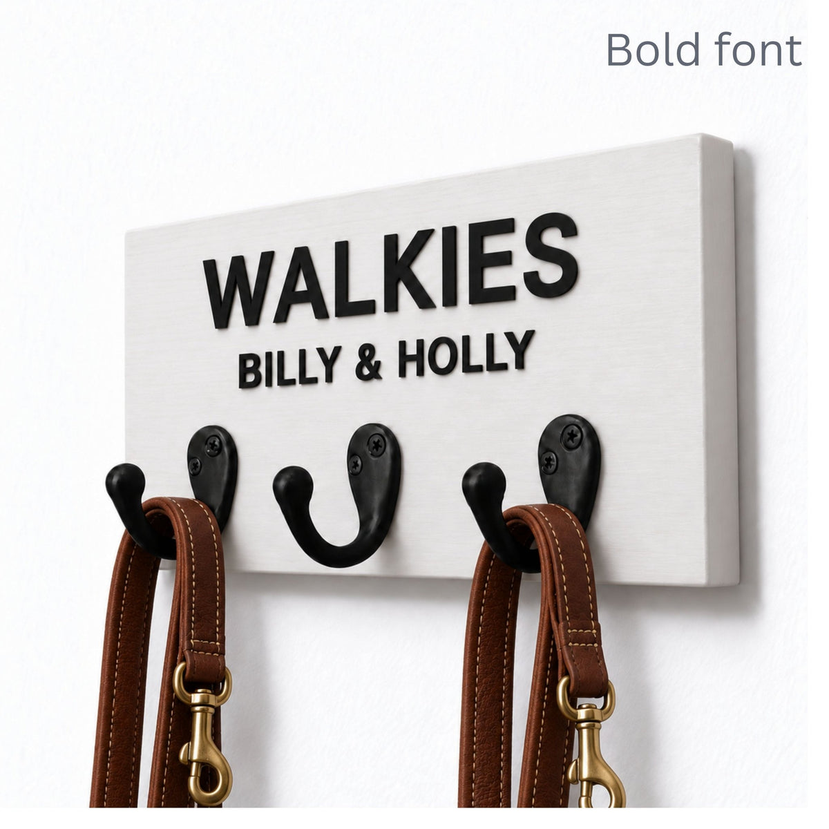 Personalised Wooden Dog Lead Holder with Black Raised Lettering| 2 Sizes - Mac and Lilly