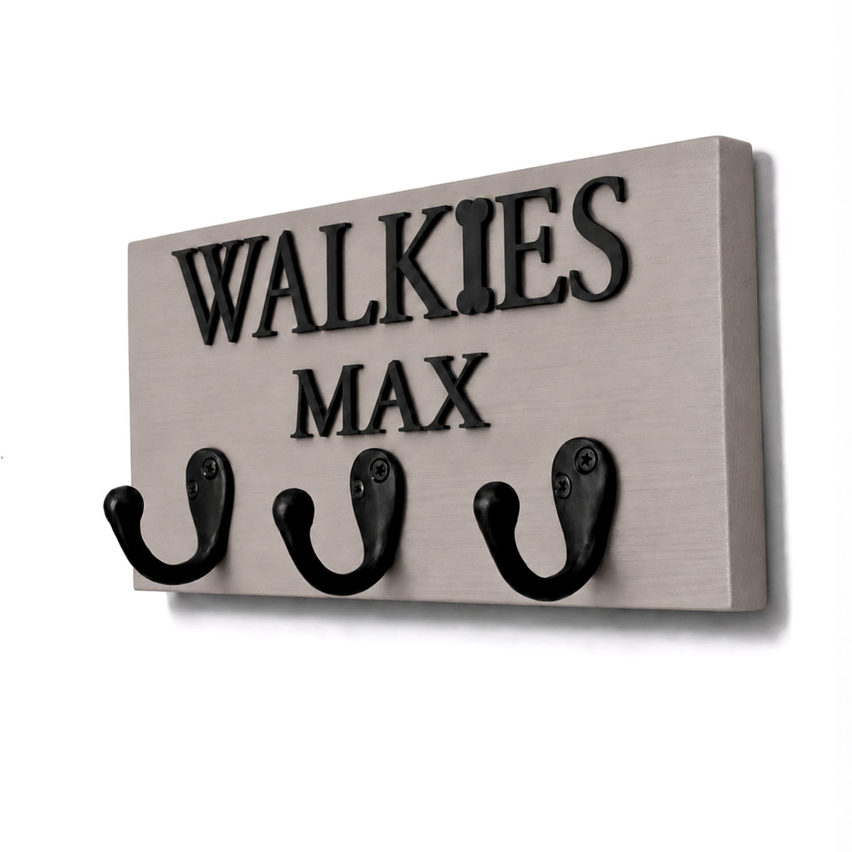 Personalised Wooden Dog Lead Holder with Black Raised Lettering| 2 Sizes - Mac and Lilly