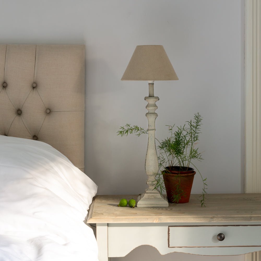 Beatrix Table Lamp – French Grey with Taupe Shade - Mac and Lilly