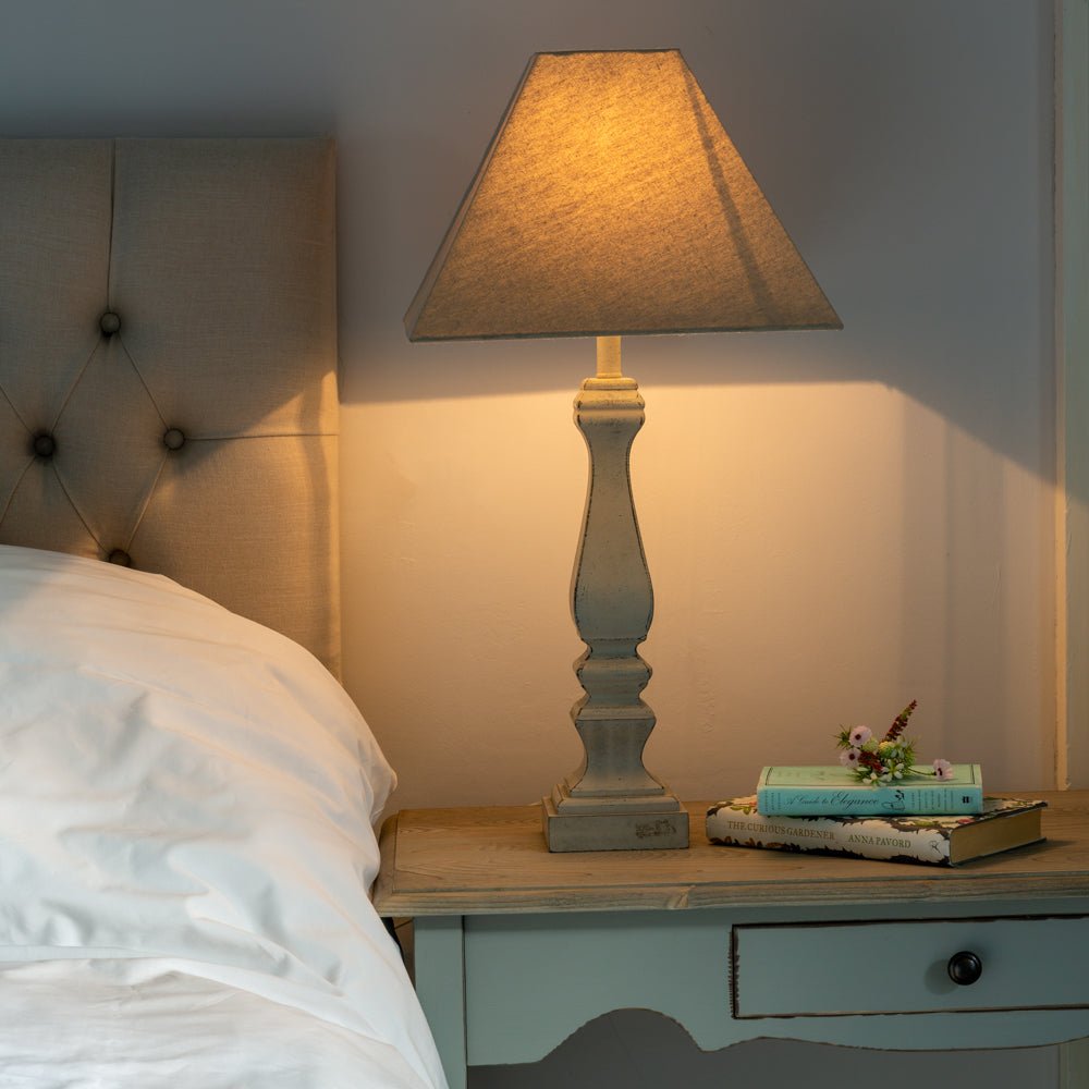 Sophia Table Lamp – French Grey with Contrasting Shade - Mac and Lilly