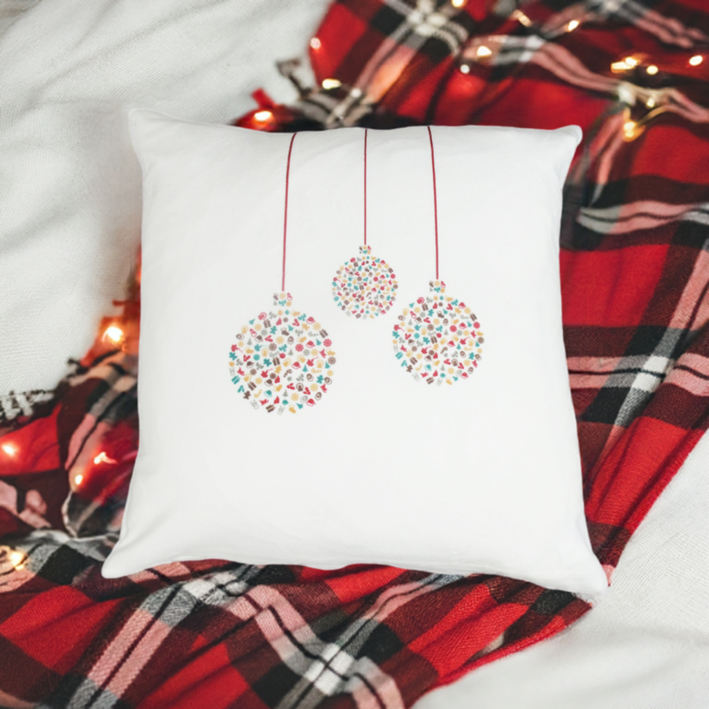 White Contemporary Bauble Cushion