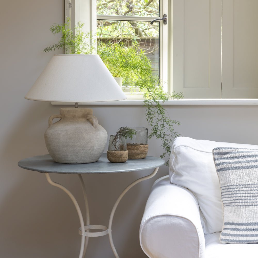 Amphora Stoneware Table Lamp – Cream Shade - Mac and Lilly