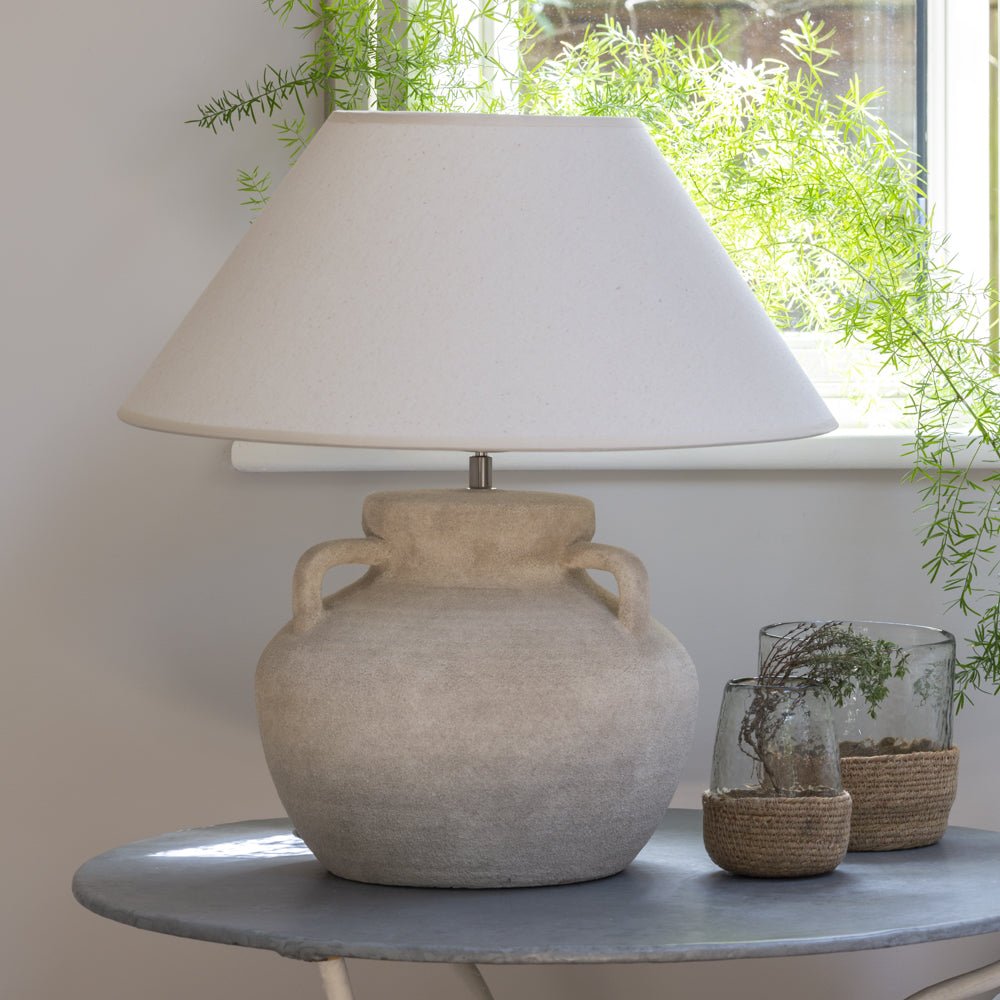 Amphora Stoneware Table Lamp – Cream Shade - Mac and Lilly