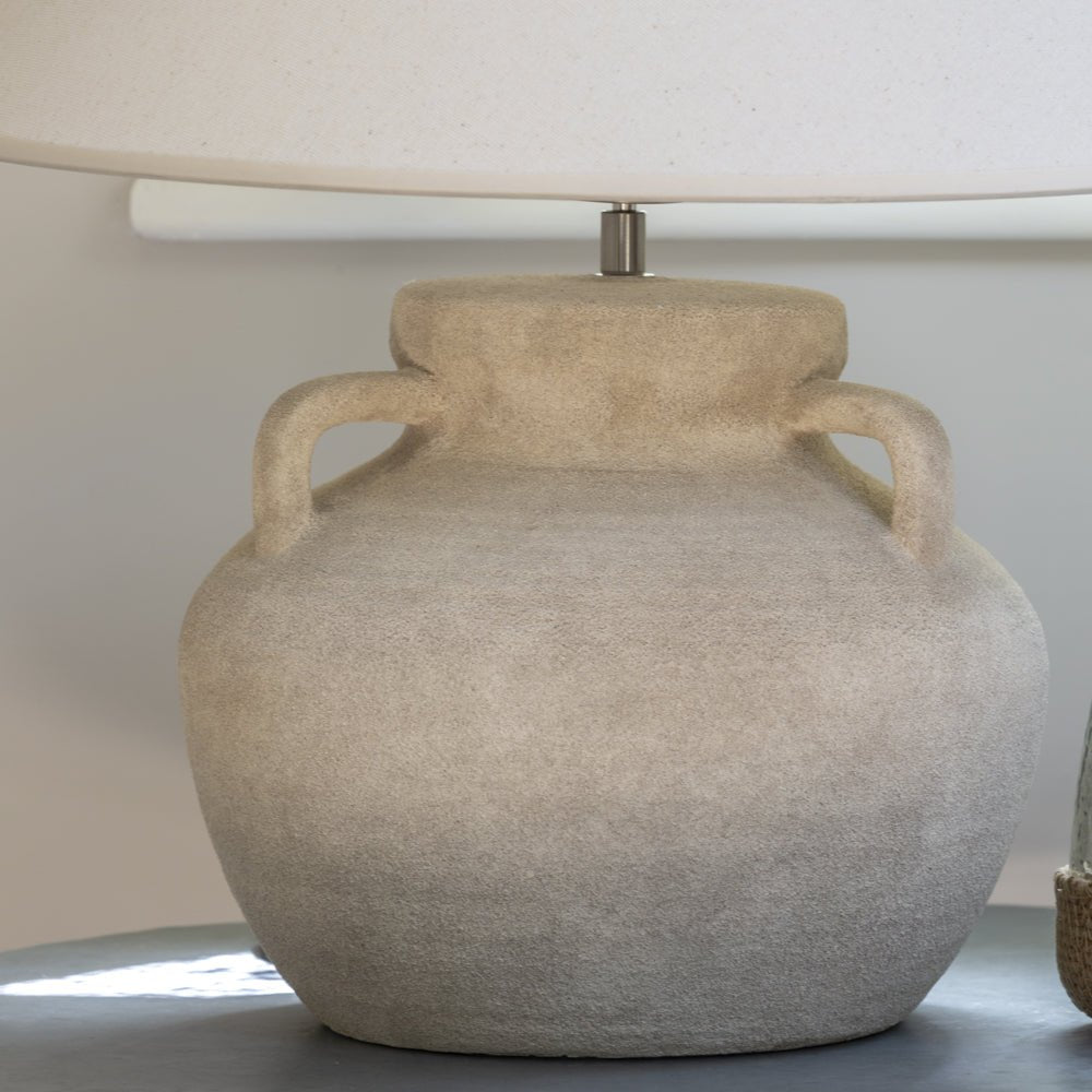 Amphora Stoneware Table Lamp – Cream Shade - Mac and Lilly