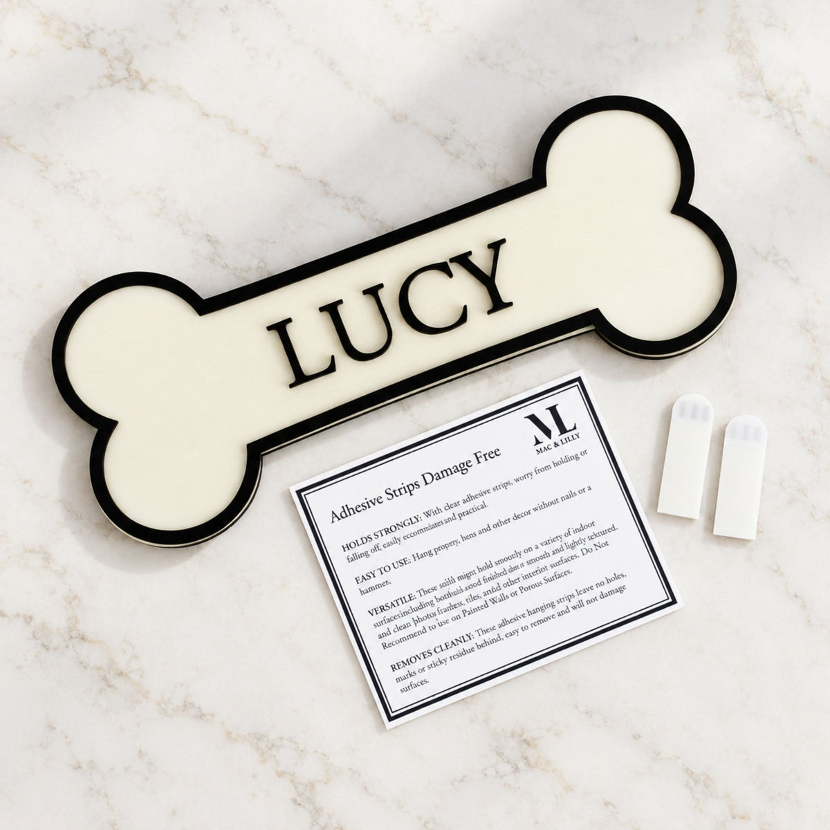 Personalised Dog Name Sign | Bone Shape (Wall or Crate) - Mac and Lilly