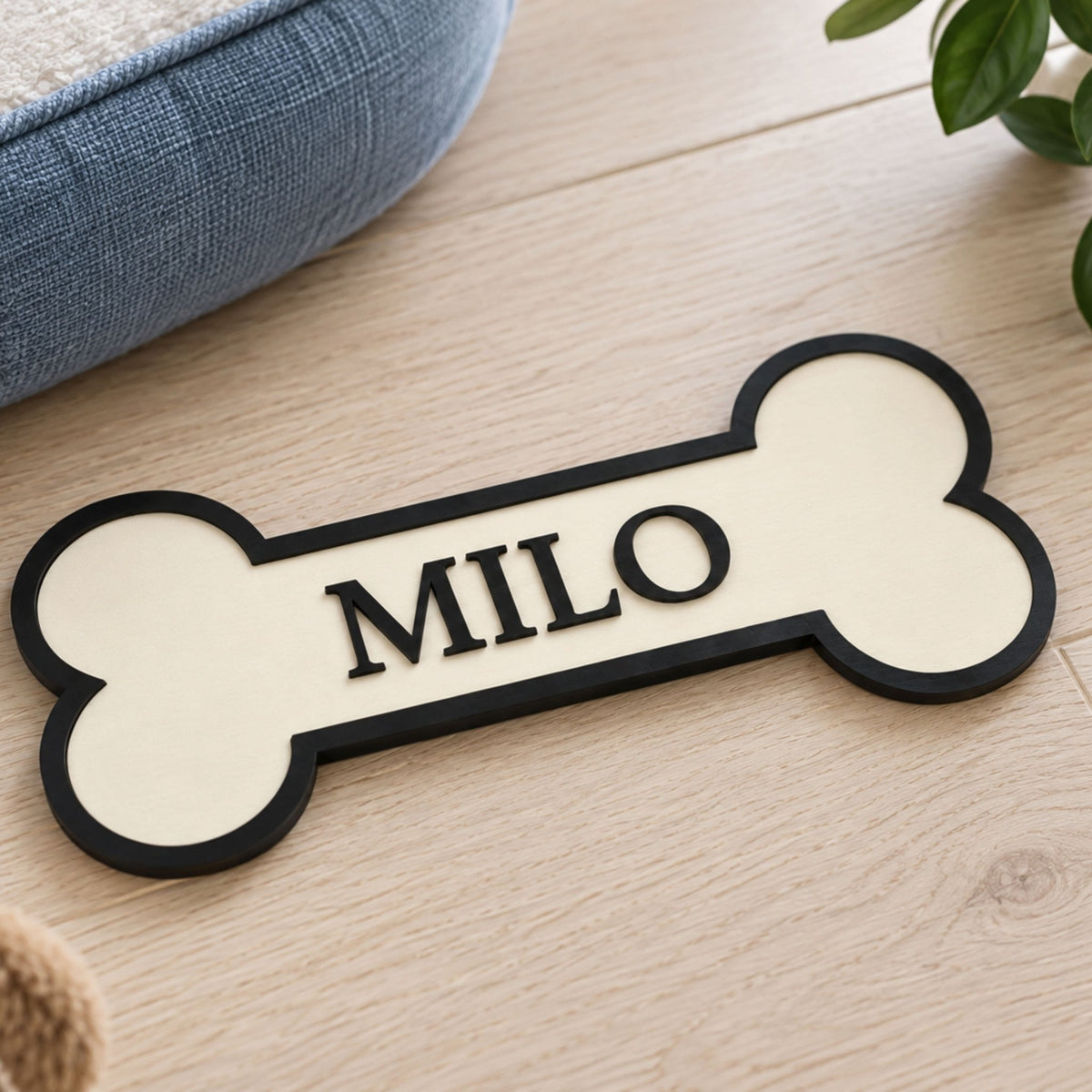 Personalised Dog Name Sign | Bone Shape (Wall or Crate) - Mac and Lilly
