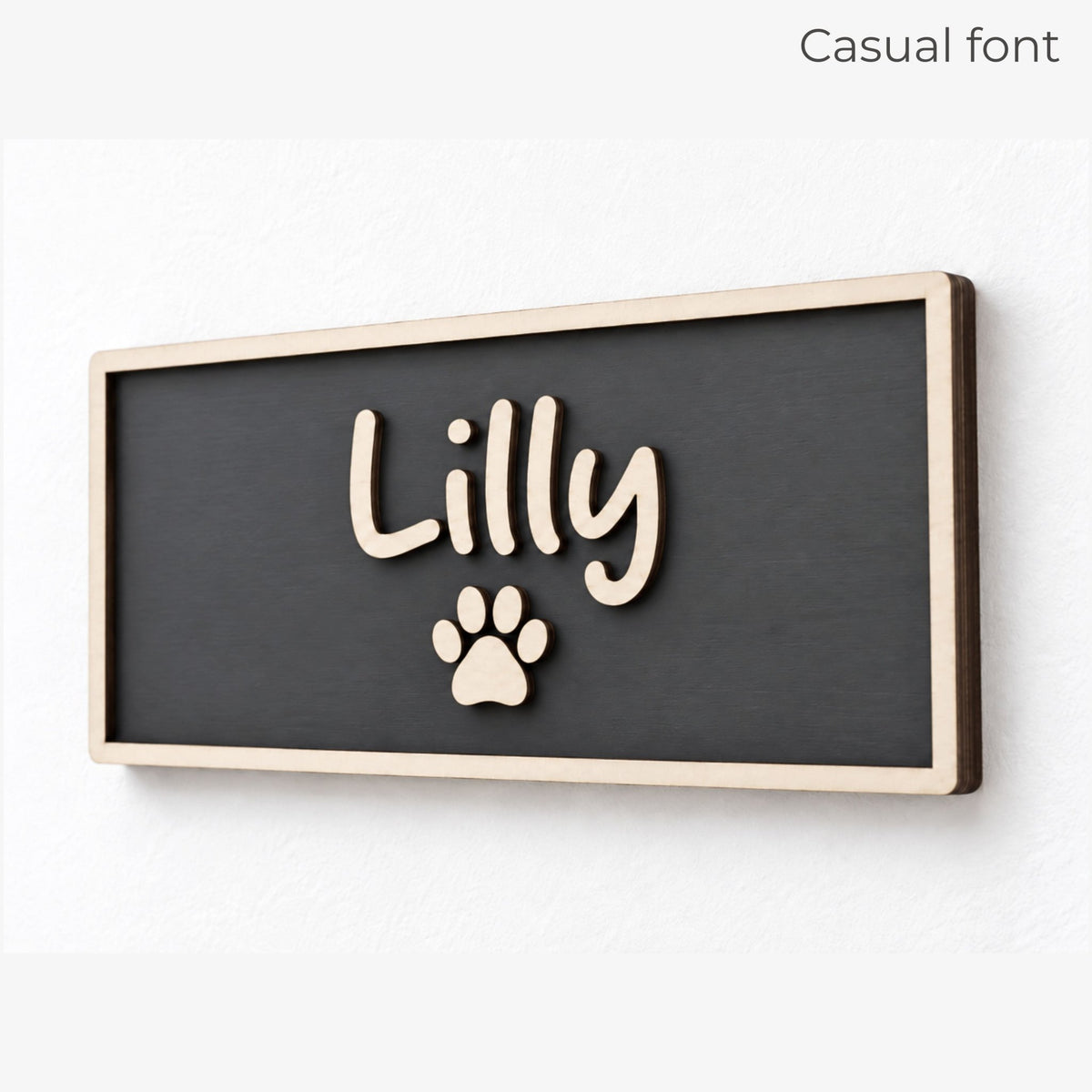 Personalised Wooden Dog Sign | Coloured Pet Name Plaque | Choice of Size, Font & Dog Icon - Mac and Lilly