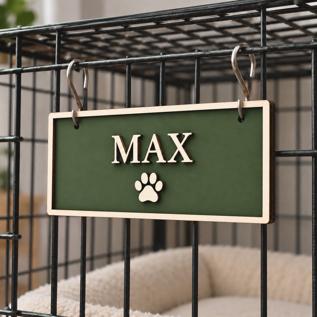 Personalised Wooden Dog Sign | Coloured Pet Name Plaque | Choice of Size, Font & Dog Icon - Mac and Lilly