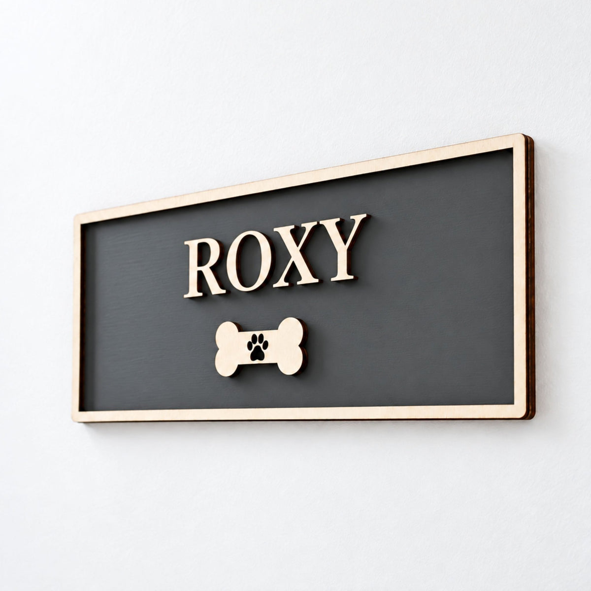 Personalised Wooden Dog Sign | Coloured Pet Name Plaque | Choice of Size, Font & Dog Icon - Mac and Lilly