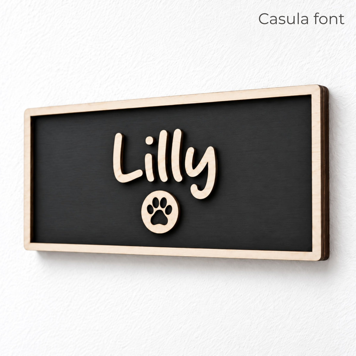 Personalised Wooden Dog Sign | Coloured Pet Name Plaque | Choice of Size, Font & Dog Icon - Mac and Lilly