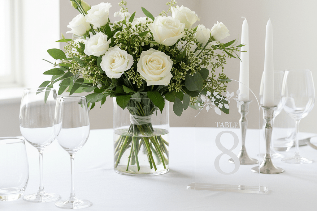 Engraved Acrylic Wedding Table Numbers - 3 Designs - Mac and Lilly