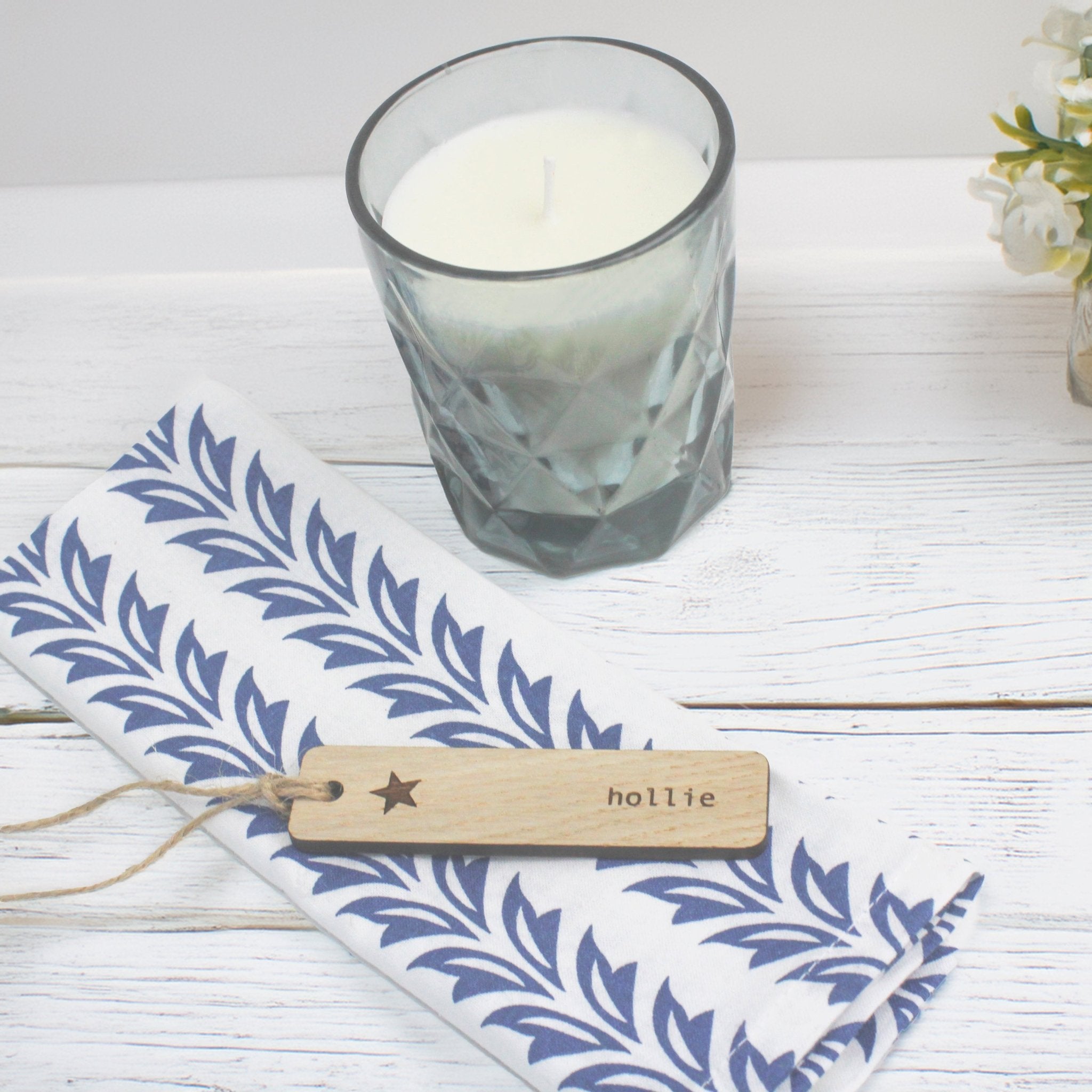 Blue and White Floral Napkins– Hand Block Printed - Mac and Lilly