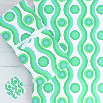 VibrantGreen Swirls and Circles Gift Wrapping Paper