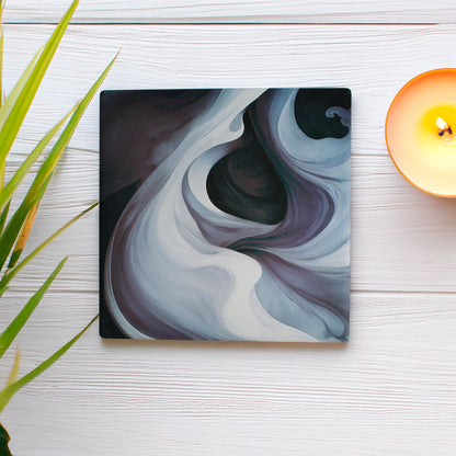 Moody Purple & Black Swirl Ceramic Coaster