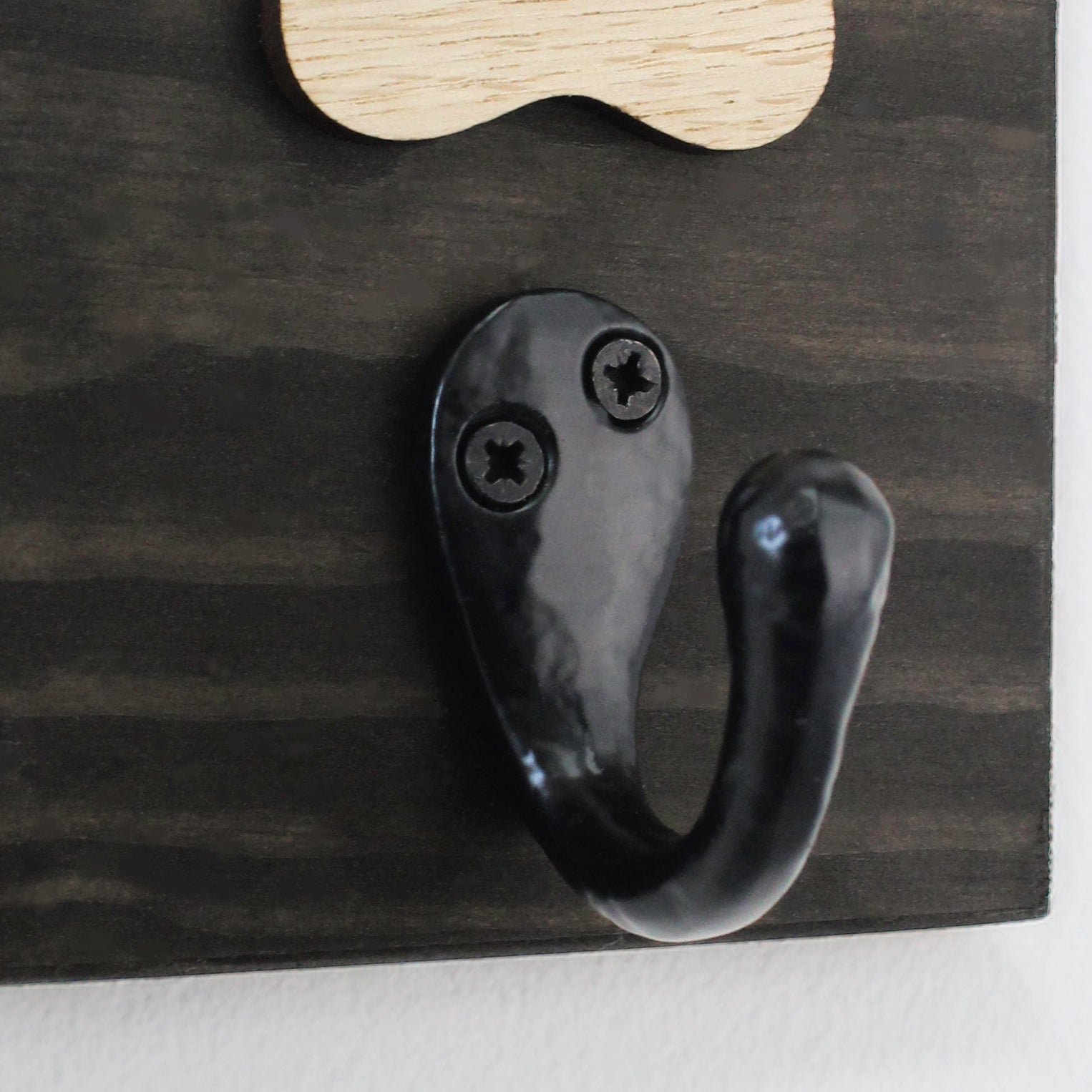 Personalised Dog Lead Hook, with White or Black Base and Oak or Walnut Veneer Paw