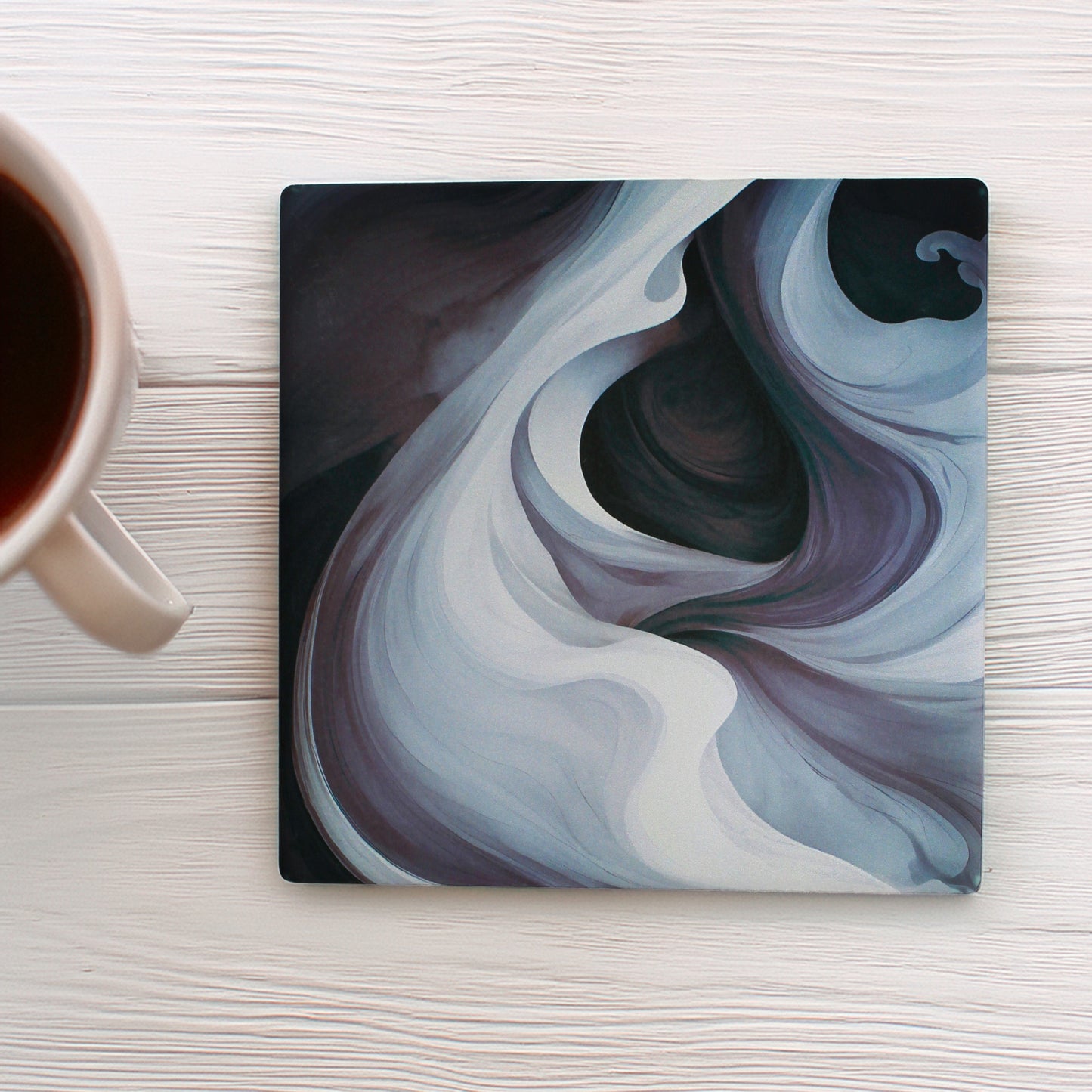 Moody Purple & Black Swirl Ceramic Coaster