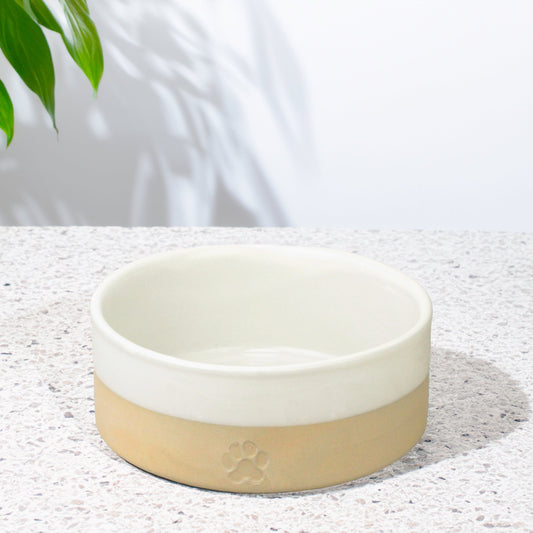 Handcrafted Stoneware Pet Bowl – Milk White