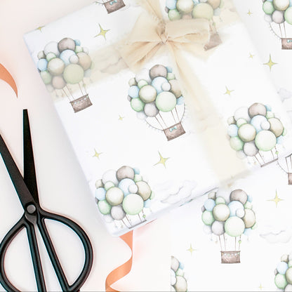 Pastel  Hot Air Ballon Children's Gift Wrapping Paper