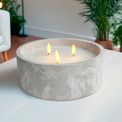 Chic Cement Candle Pot with LED Flames