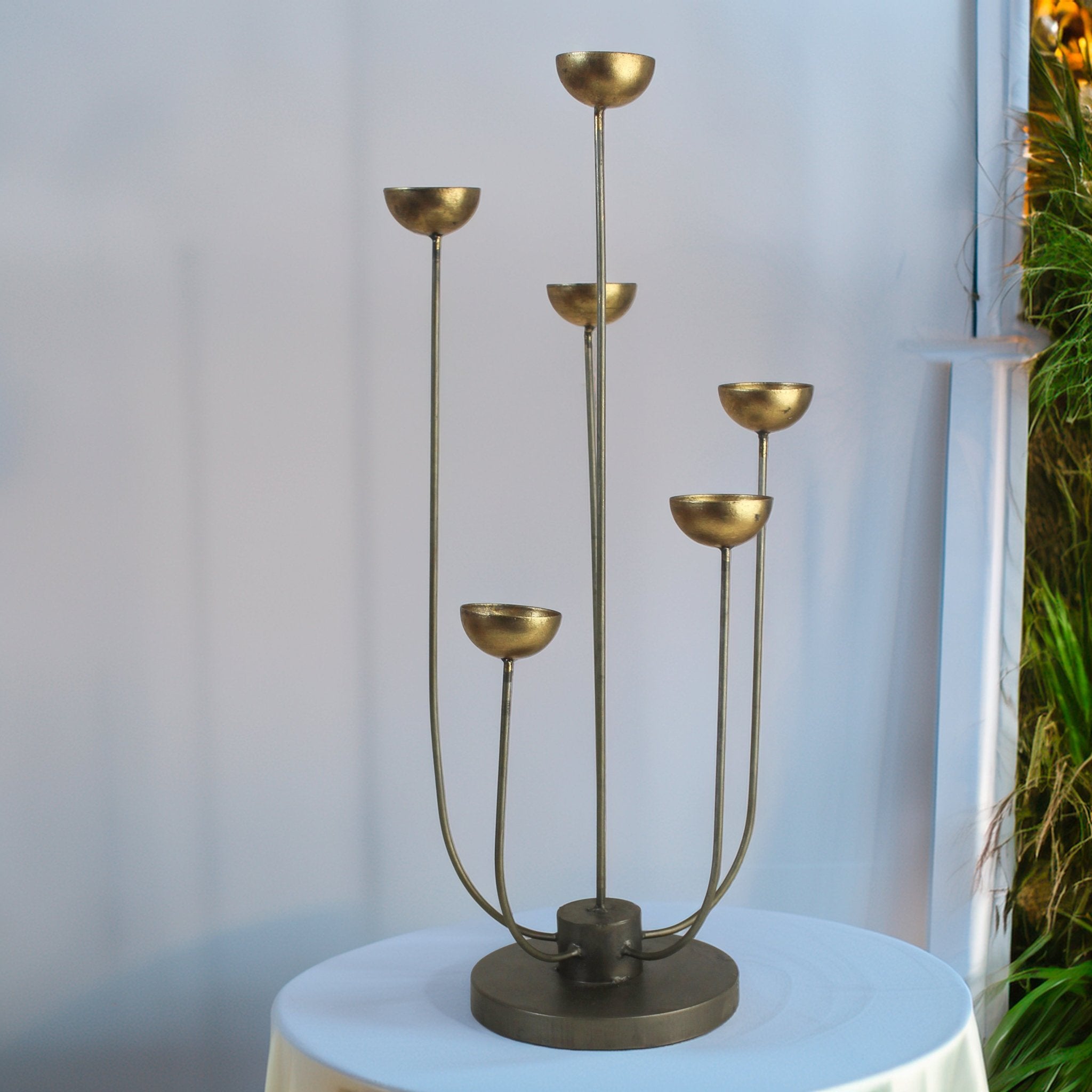 Large Vintage - Style Gold Candle Centrepiece - Mac and Lilly