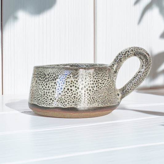 Ceramic Glazed Tea Light Holder with a Handle