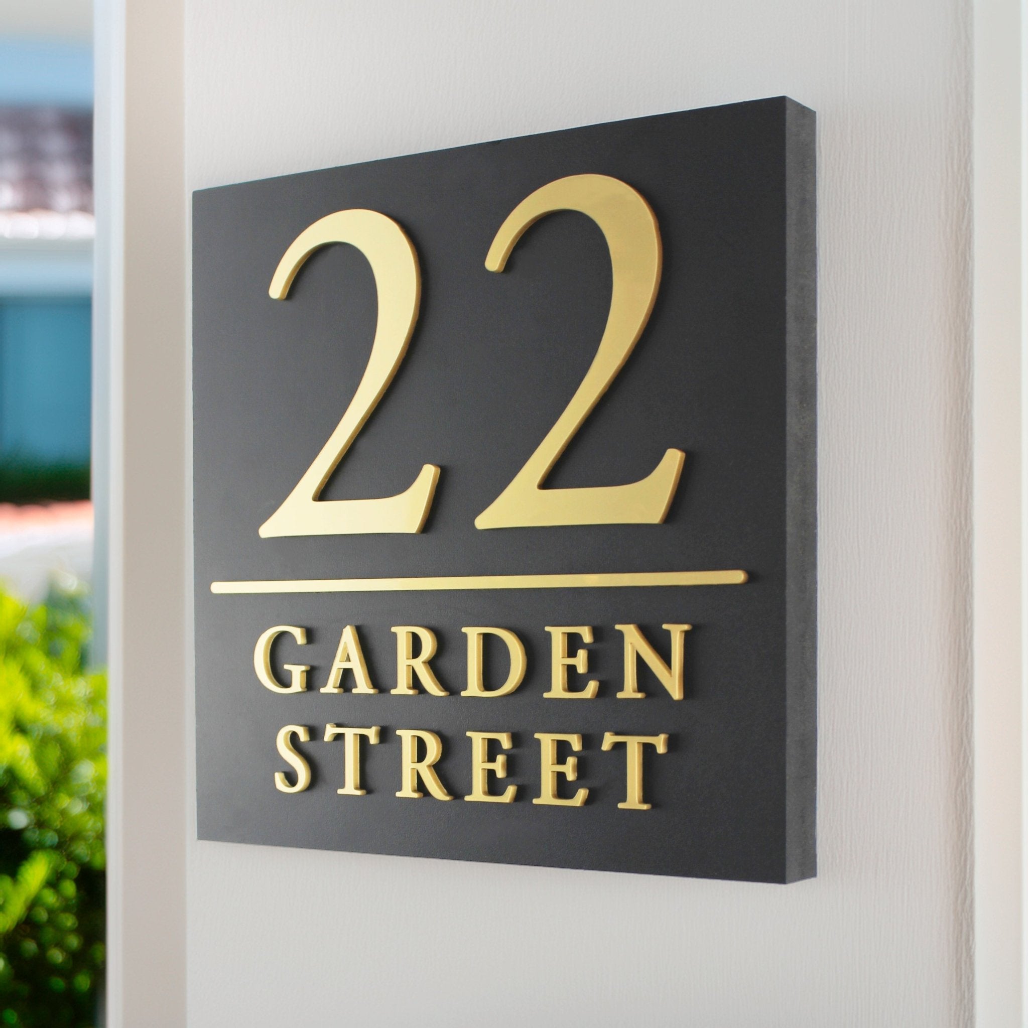 Square Raised Design personalised House Sign with Dividing Line - Mac and Lilly