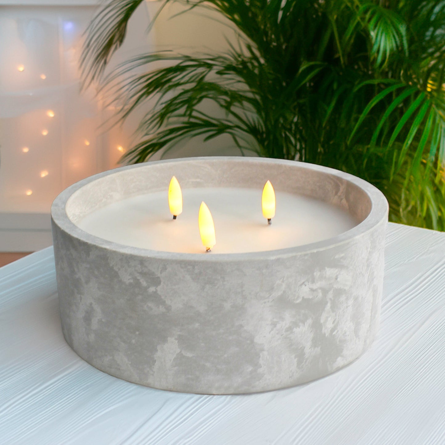 Chic Cement Candle Pot with LED Flames