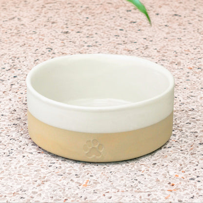 Handcrafted Stoneware Pet Bowl – Milk White