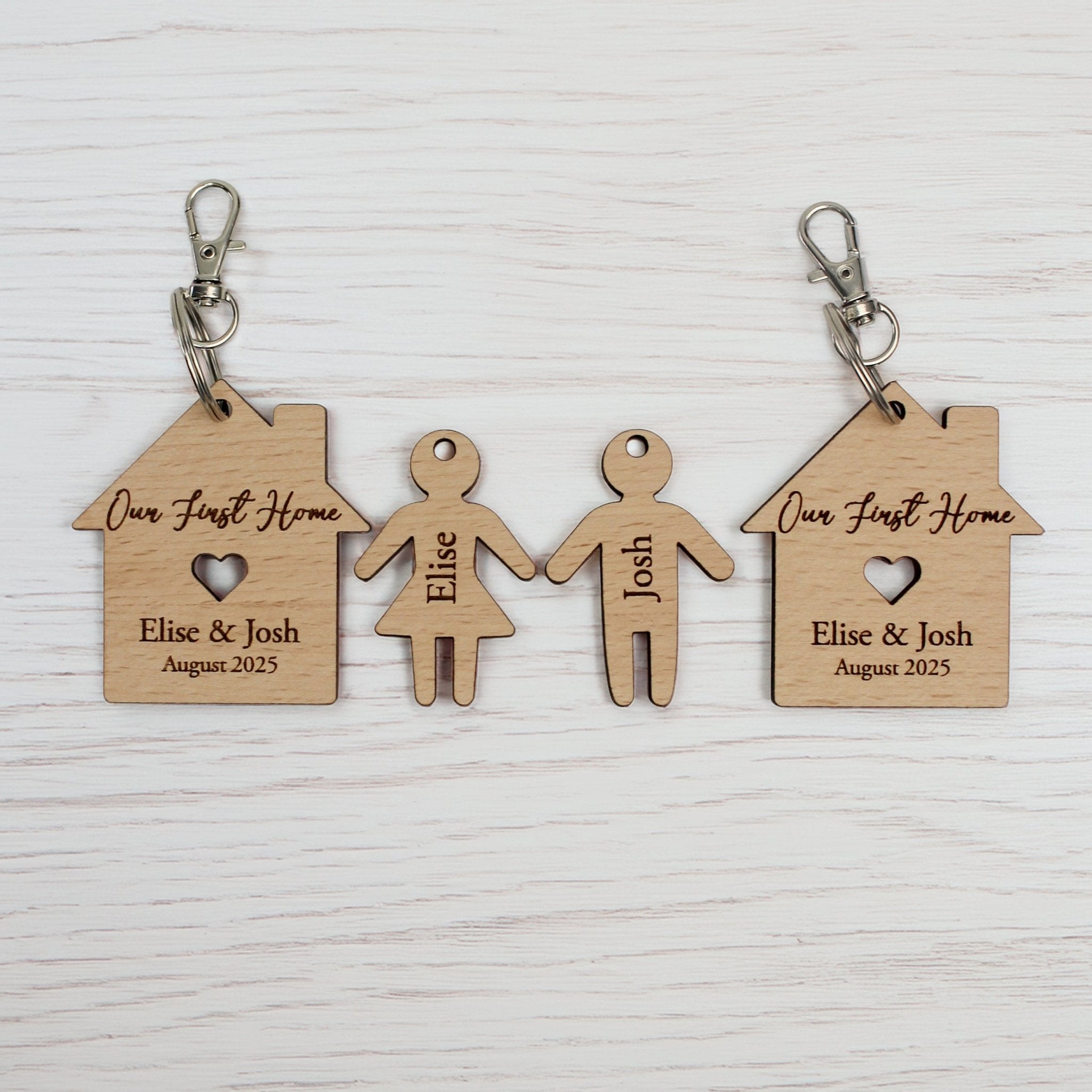 Personalised First Home Keyring Set - Mac and Lilly