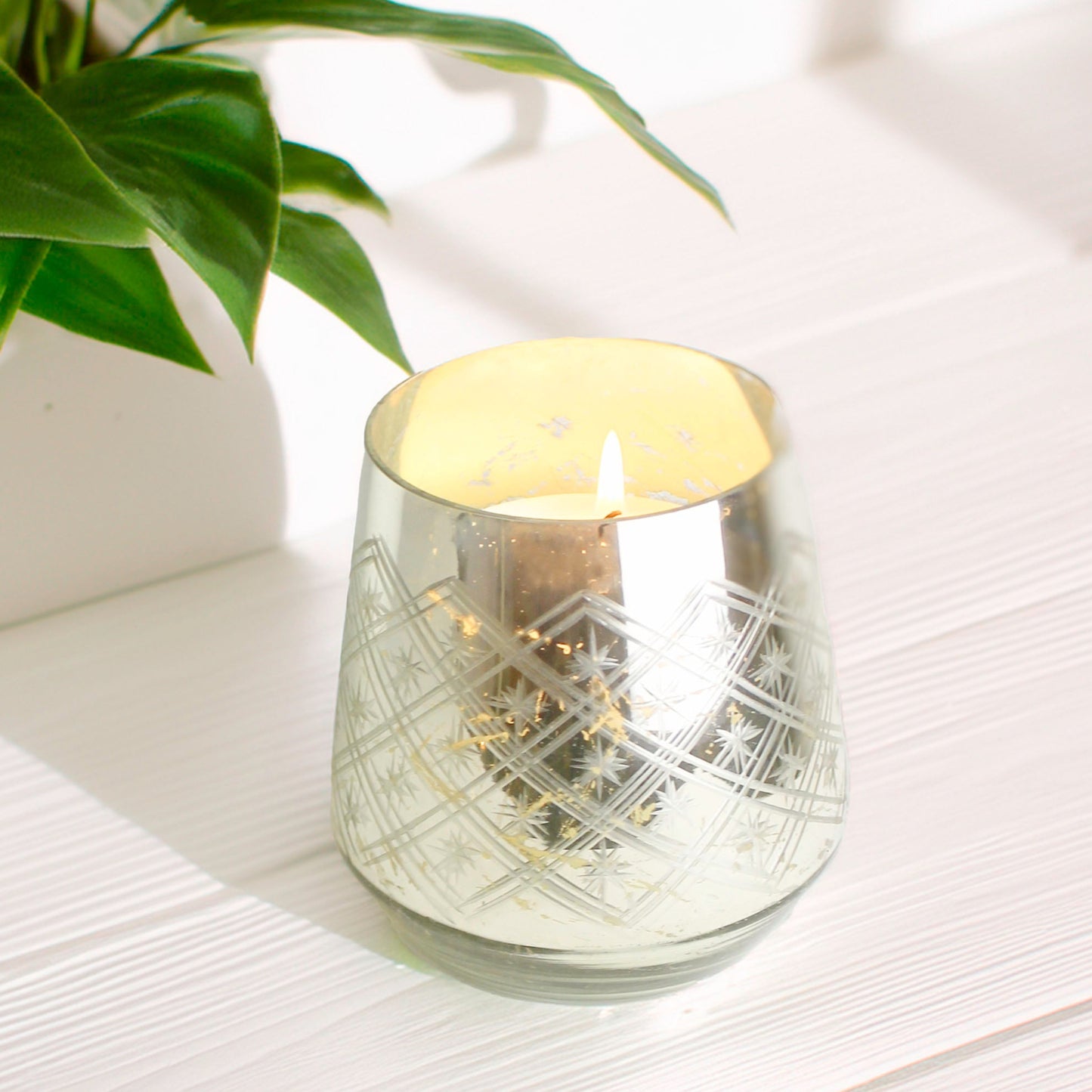 Silver and Gold Foil Effect Candle Holder