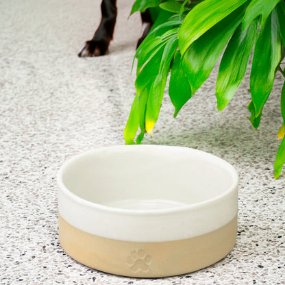 Handcrafted Stoneware Pet Bowl – Milk White