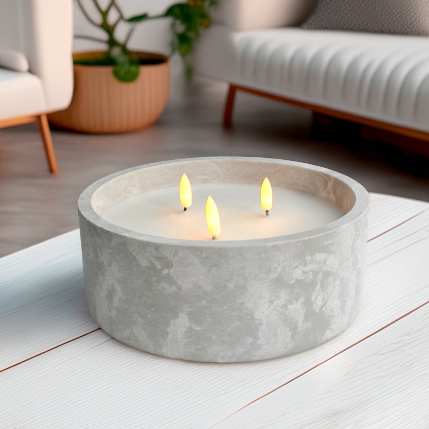 Chic Cement Candle Pot with LED Flames