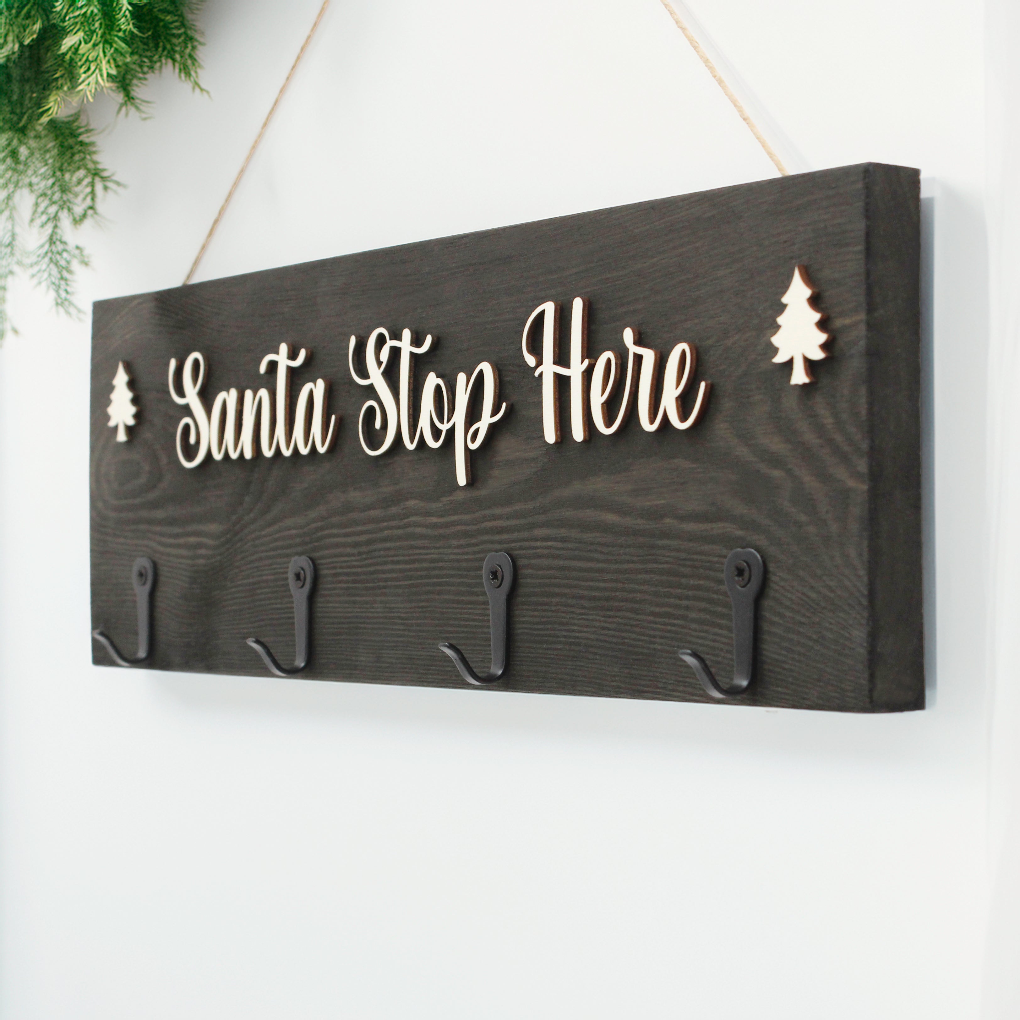 Personalised 'Santa Stop Here' Stocking Hanger