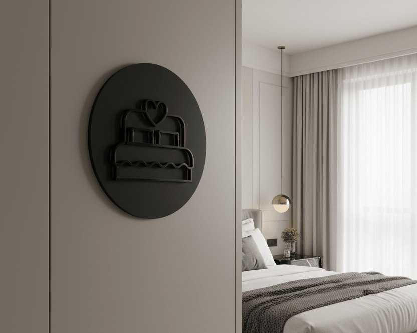 Bedroom Bed with Heart, Door Plaque - Available in Two Sizes - Mac and Lilly