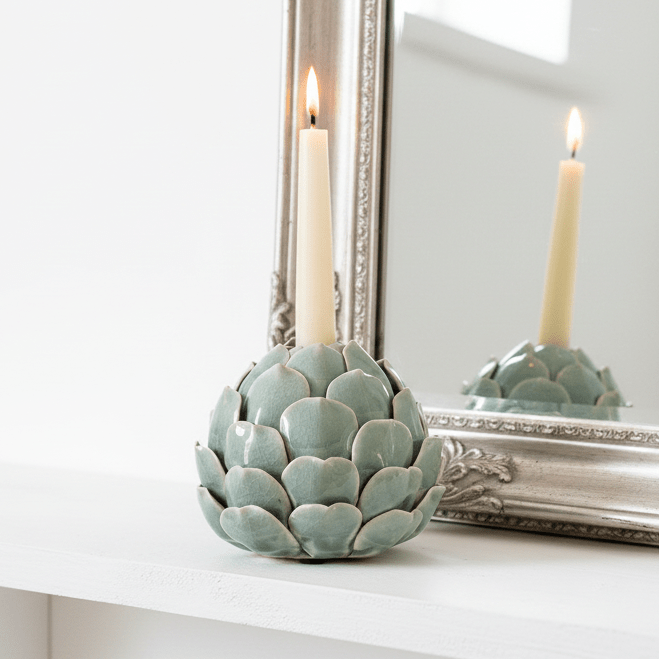 Ceramic Artichoke Candle Holder - Mac and Lilly