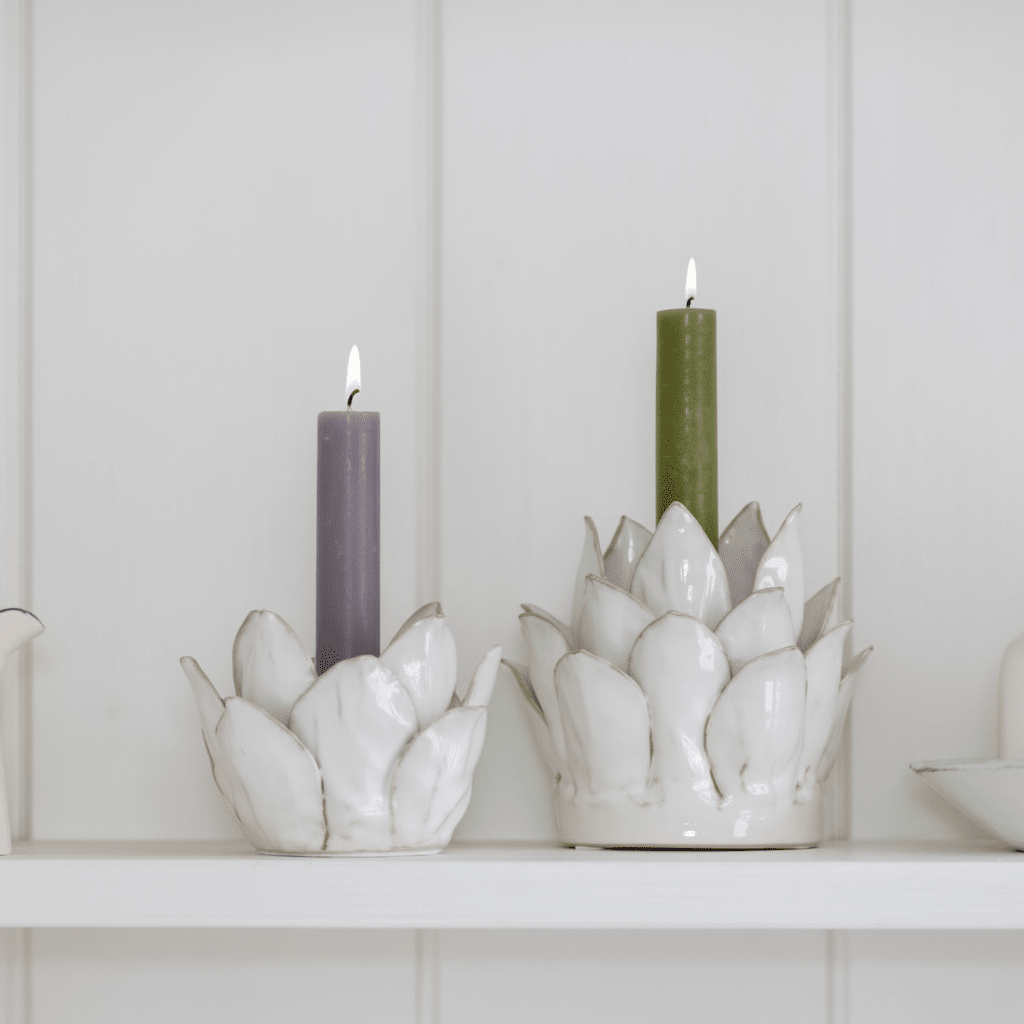 🔍Petal Ceramic Candle Holder – White - Mac and Lilly