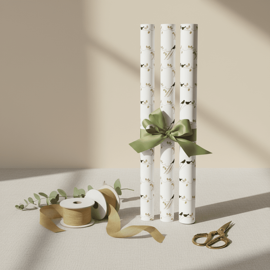Elegant Bird on Branch Gift Wrapping Paper Set - Mac and Lilly