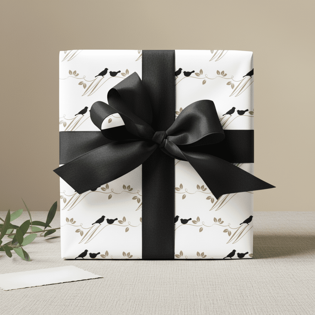 Elegant Bird on Branch Gift Wrapping Paper Set - Mac and Lilly