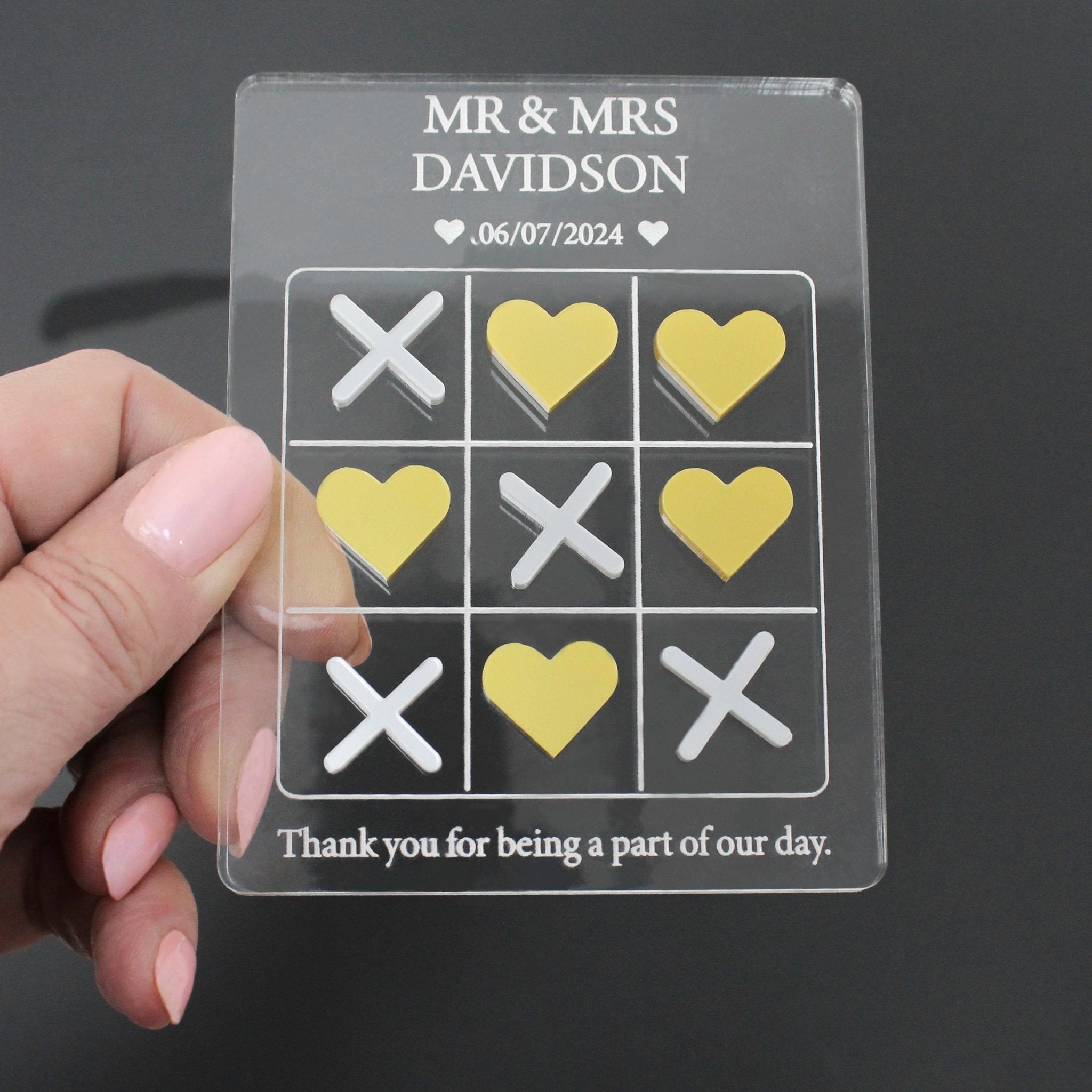 Clear Acrylic Wedding Games, Personalised Favour - Mac and Lilly