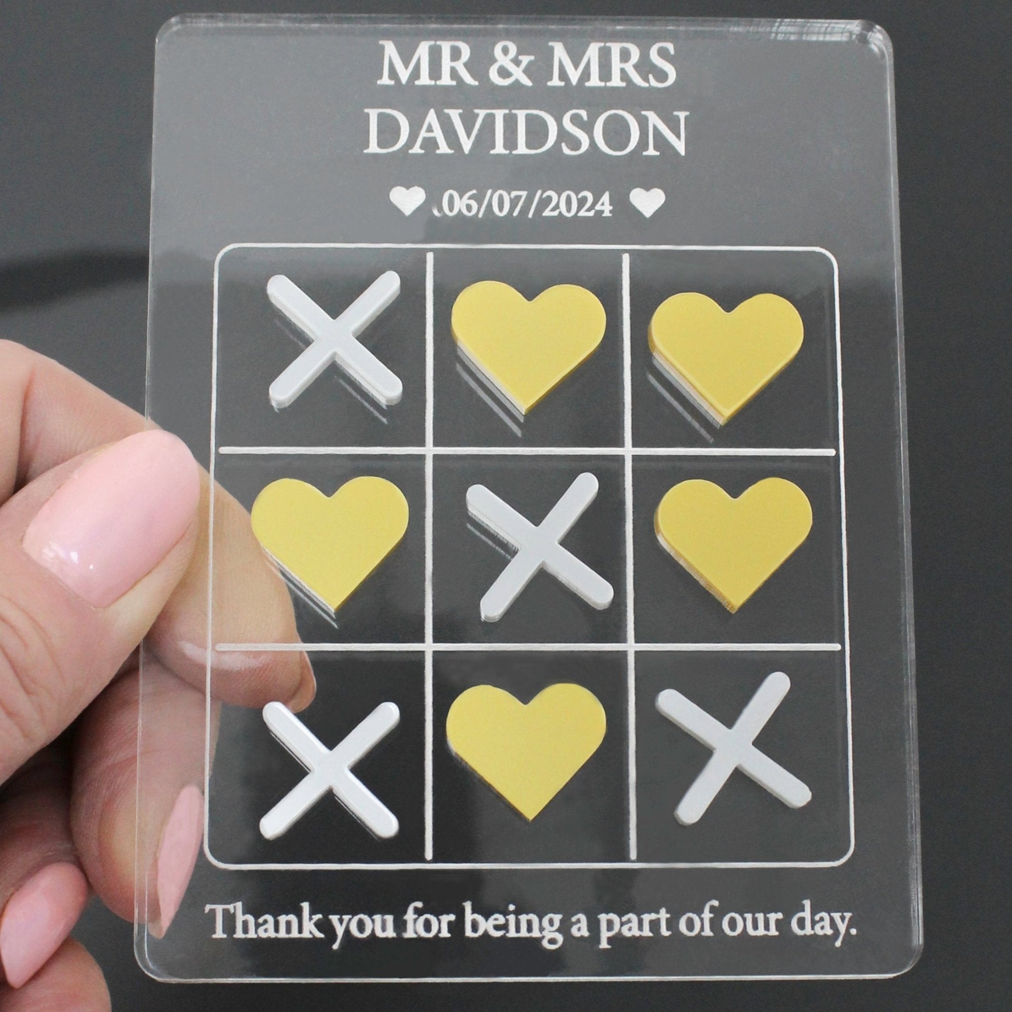 Clear Acrylic Wedding Games, Personalised Favour - Mac and Lilly