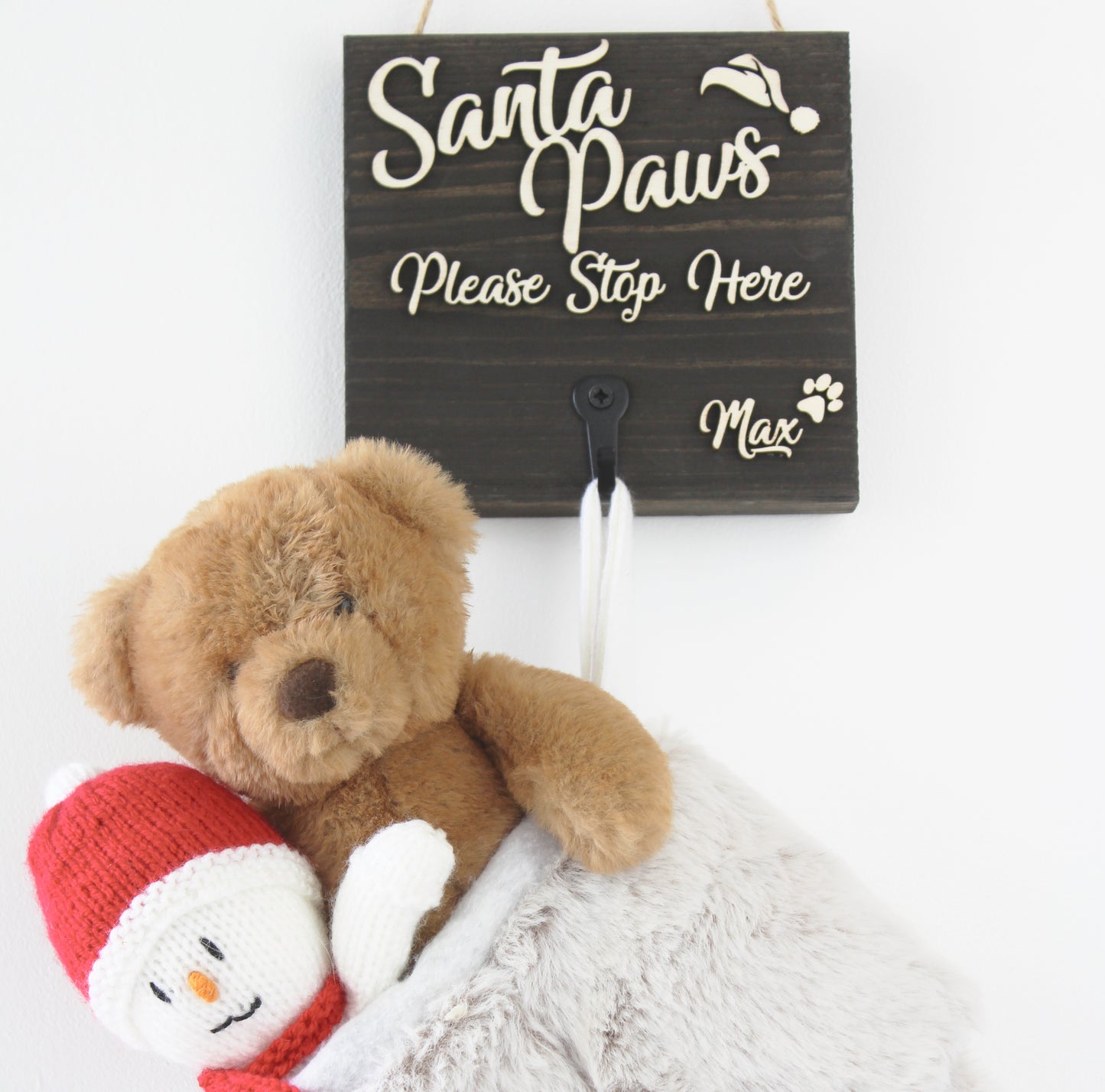 Pets Christmas Stocking Hanger -'Santa Paws Please Stop Here'