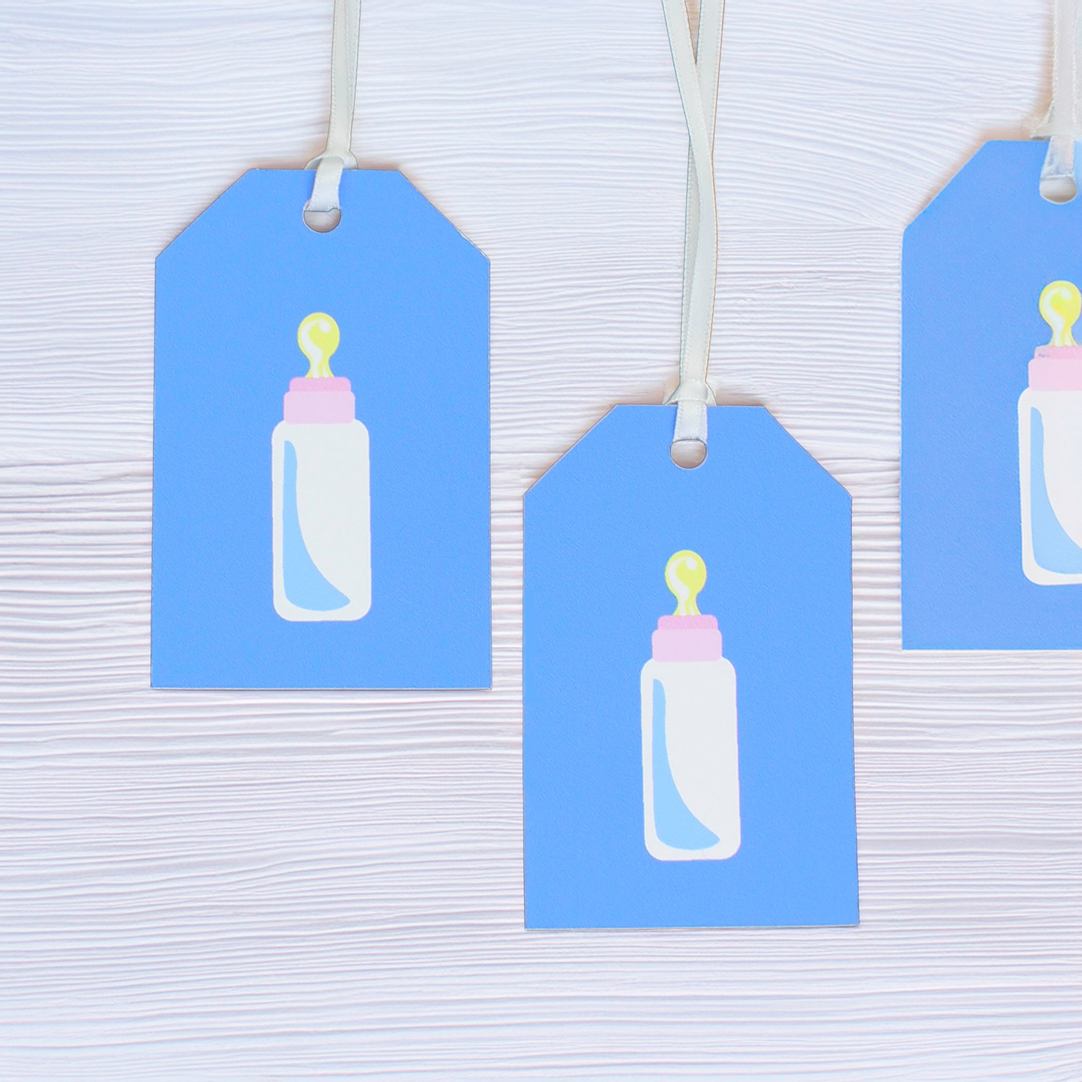 Baby Bottle Luxury Gift Wrap Set – Pink or Blue with Matching Tags