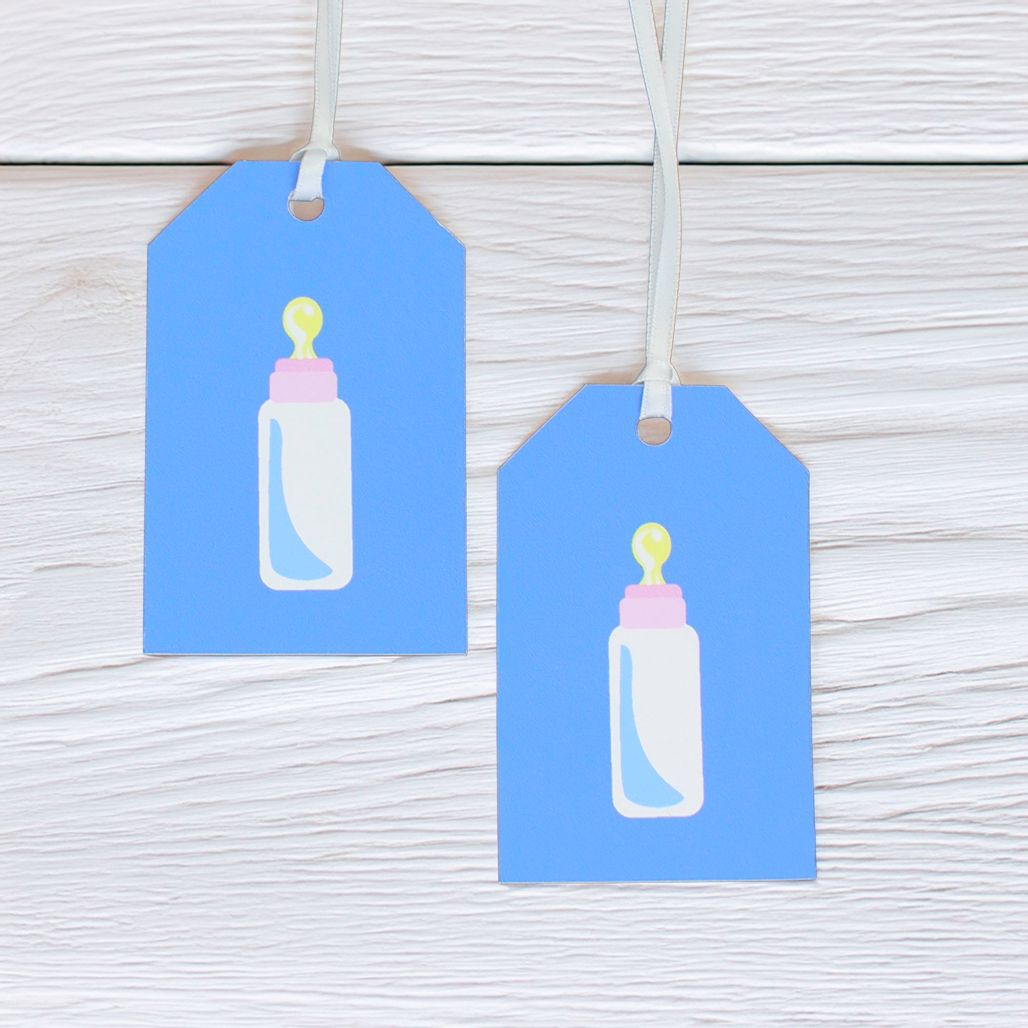 Baby Bottle Luxury Gift Wrap Set – Pink or Blue with Matching Tags