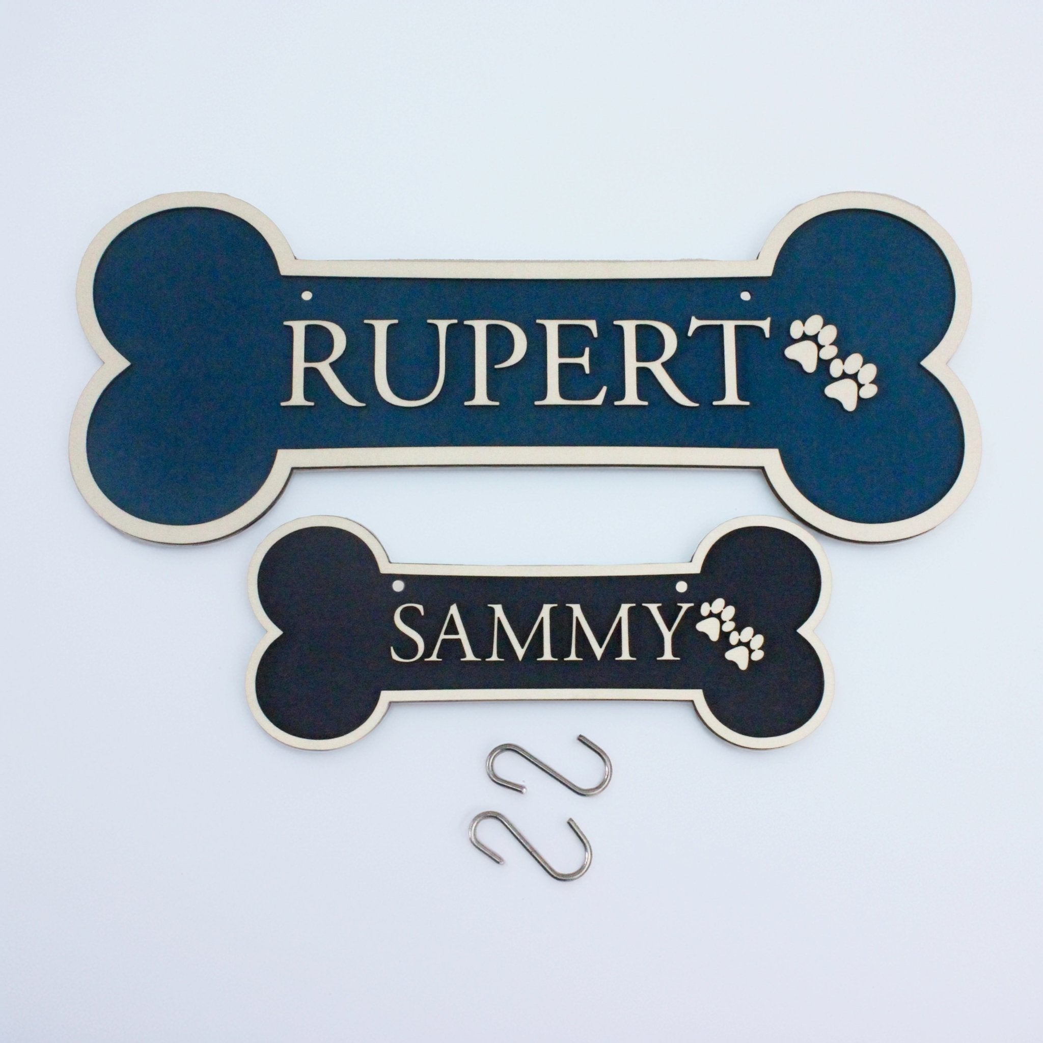 Personalised dog bone crate signs - Mac and Lilly