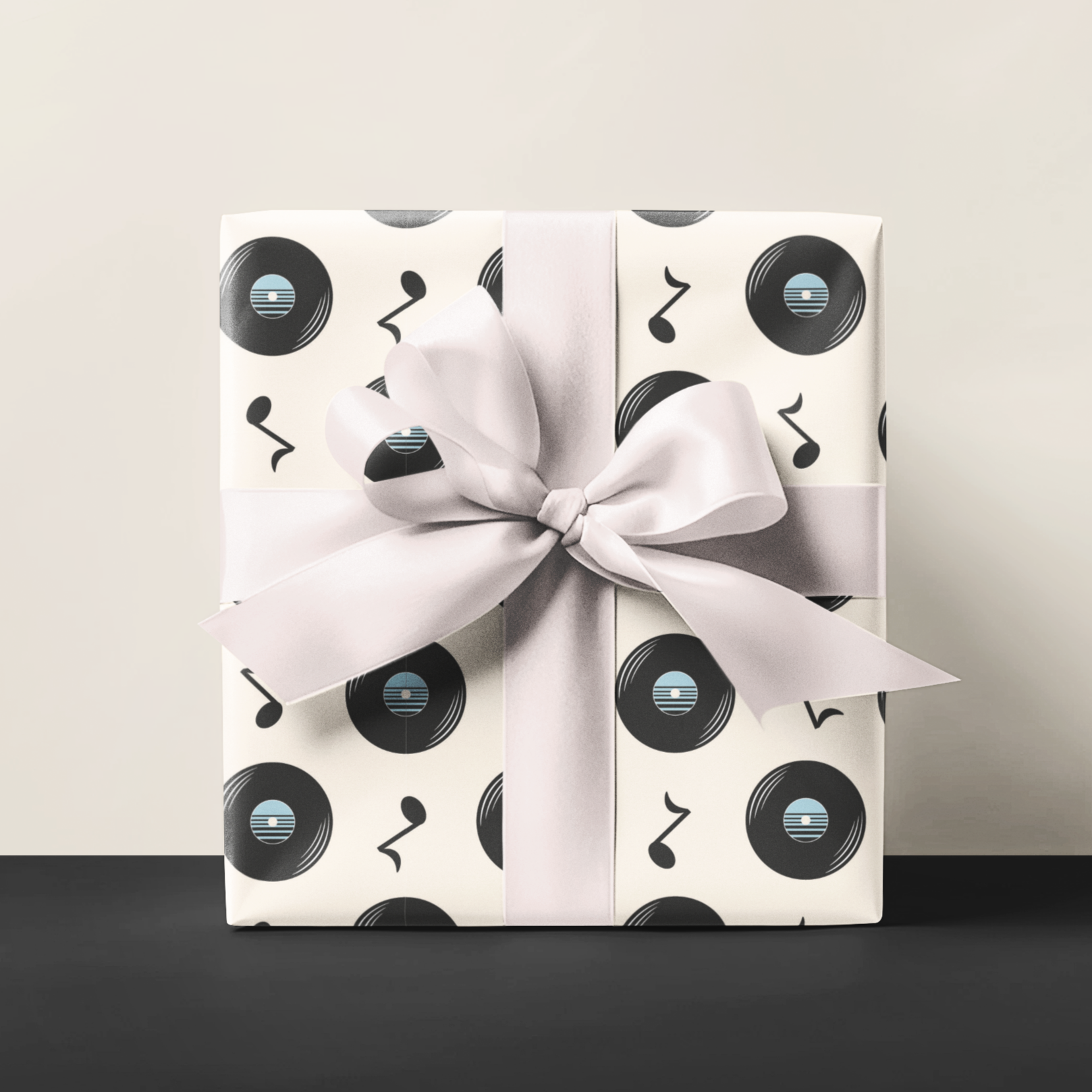 Gift wrap paper with vinyl record design