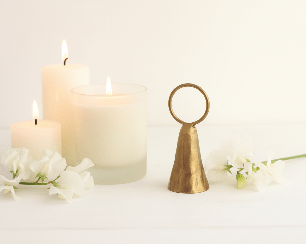 Brass snuffer hero white wood candles