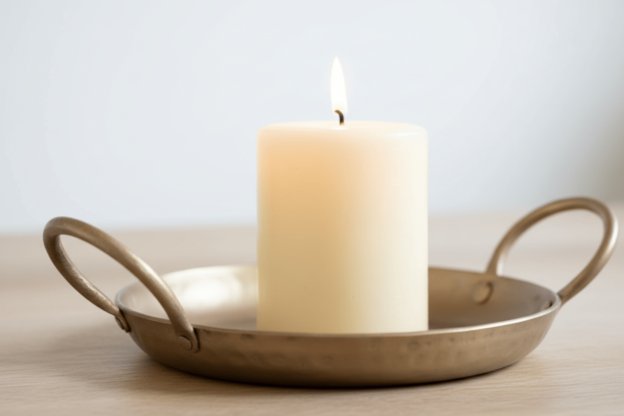 Hand - Forged Brass Candle Plate - Mac and Lilly