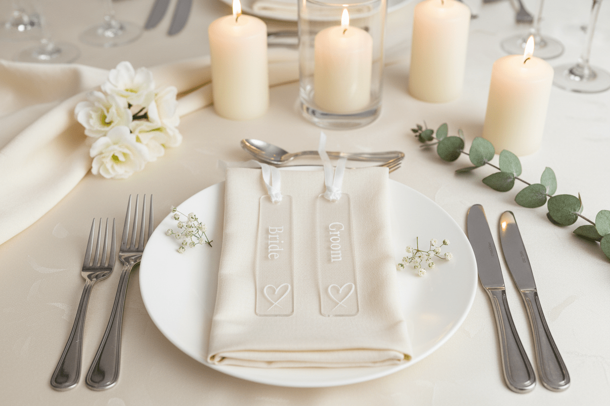 Engraved Clear Acrylic Name Tags – Slender Rectangle – 10cm x 1.5cm - Mac and Lilly